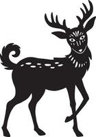 Silhouette of a Deer with Antlers and Curly Tail vector