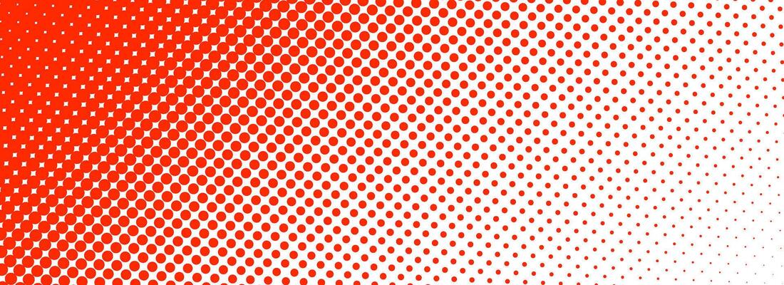 Bright red halftone corner gradient texture. Fading cartoon polka dot background. Dotted tilted gradation pattern. Fading comic pop art overlay backdrop. Slant frame halfton patern effect wallpaper