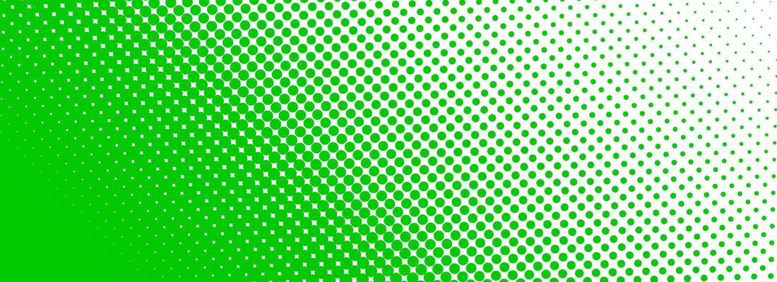 Green halftone corner gradient texture. Fading cartoon polka dot background. Dotted tilted gradation pattern. Fading comic pop art overlay backdrop. Slant frame halfton patern effect wallpaper