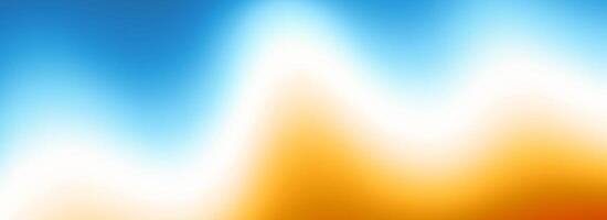 Calm beach gradient background. Abstract ocean sand coast. Smooth wavy seaside backdrop. Blurred pastel light blue and orange wave wallpaper. Soft summer sea shore gradient banner vector