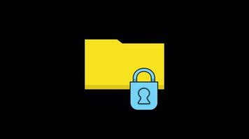 Locked Folder Animated Illustration Icon. 4k Animation With Alpha Channel And Transparent Background video
