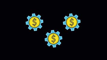 Investment Gears Animated Illustration Icon. 4k Animation With Alpha Channel And Transparent Background video
