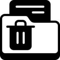 Delete Folder Solid Black Icon vector