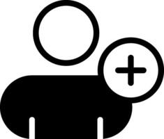 Black Add Contact Solid Icon Design vector