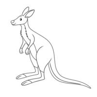 Minimalist kangaroo outline illustration standing with distinctive tail and ears design. vector