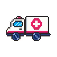 Pixel art Ambulance game asset design vector