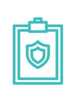 Clipboard with shield symbol representing security and protection. Digital insurance icon cyber security symbols concept. vector