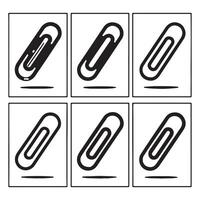 Six Stylish Black Paperclip Icons in a Minimalist White Grid A Modern Graphic Design Mood Board vector