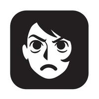 Bold Mood Icon Set with Angry Expression Faces in Cartoon Style Bundle vector