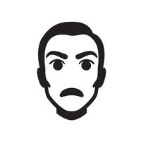 Cartoon Style Face Icons Bundle with Angry Expressions and Bold Eyebrows vector