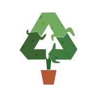 Illustration graphic of reduce reuse recycle symbol with cactus vector