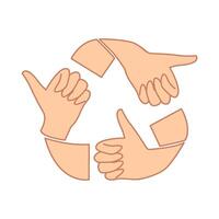 Illustration graphic of reduce reuse recycle symbol with thumbs vector