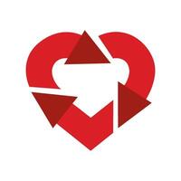 Illustration graphic of reduce reuse recycle symbol with love vector