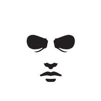Cartoon Style Bold Face Icons with Angry Expression and Eyebrow Look vector
