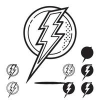 Energetic Hand-Drawn Lightning Bolt Logo Design in a Circle, Stylish and Powerful Graphic Element for Branding vector
