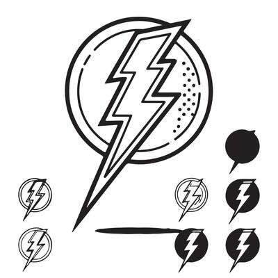 Energetic Hand-Drawn Lightning Bolt Logo Design in a Circle, Stylish and Powerful Graphic Element for Branding