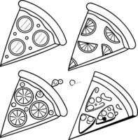 Fun Pizza Slice Coloring Pages Four Delicious, Quirky, and Playful Designs for Kids - Professional digital artwork with vibrant colors and detailed composition vector