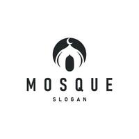 mosque logo simple design minimalist mosque with black silhouette concept of mosque place of worship templet design vector