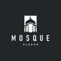 mosque logo simple design minimalist with black silhouette concept of mosque symbol place of worship templet design vector