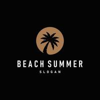 summer beach logo simple minimalist design coconut tree with black minimalist with beach atmosphere illustration template concept symbol vector