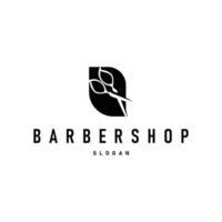 barbershop logo design concept of a barber shop with a vintage retro of scissors and razors also a cool and minimalist barbershop tube icon illustration of a template vector