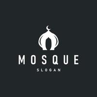 mosque logo simple design minimalist mosque with black silhouette of mosque symbol place of worship templet design vector