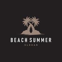 summer beach logo simple minimalist design coconut tree with black with beach atmosphere illustration template concept symbol vector