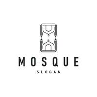 mosque logo simple design minimalist mosque with black of mosque symbol place of worship templet design vector