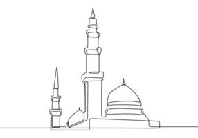 One continuous line drawing of islamic Landscape vector