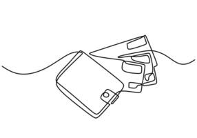 Continuous one single line drawing Credit Debit Cards. vector