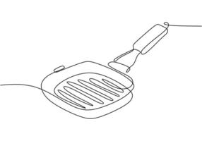 one continuous line drawing of grill isolated on white background. cooking and kitchen concept in simple linear style editable stroke. vector