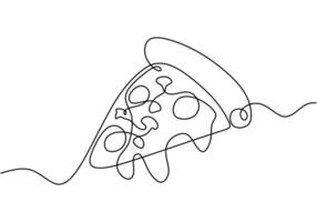 continuous line drawing of slice pizza minimalism vector