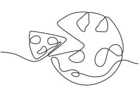 One continuous single line drawing of pizza vector