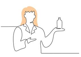 Continuous single drawn one line scientist researcher professor. vector