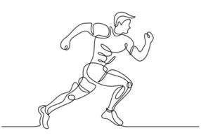One continuous single line drawing Running man athlete. Sport concept isolated on white background. vector