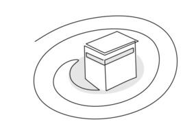Kaaba in one single continuous line drawing. Muslim hajj concept vector