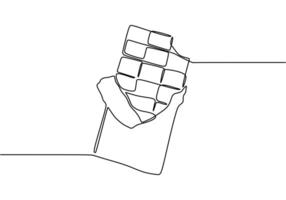 One line drawing of half opened chocolate bar vector