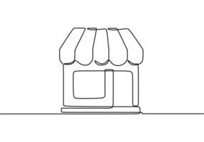 Continuous line drawing cafe store. Building and office concept vector