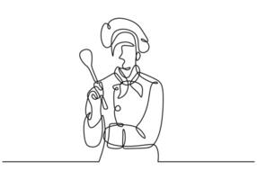 Continuous line drawing of chef illustration vector