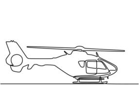 One single line drawing of helicopter in flight vector