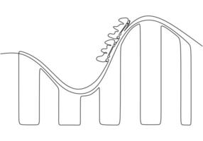 roller coaster in one single continuous line drawing style isolated on white background. vector
