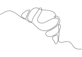 Continuous single one line drawing croissant. Hand drawn french pastry vector