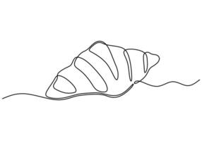 Continuous line drawing of croissant cake. vector