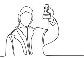 Continuous single drawing one line scientist researcher professor. vector
