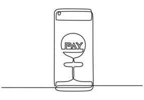 one continuous line drawing Online payment concept illustration. vector