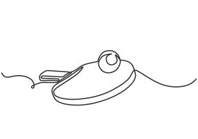 Ping pong racket with ball in one continuous single line art drawing style vector