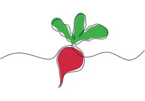 One continuous line drawing of carrot on ground. Vegetable illustration isolated background. vector
