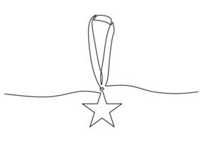 Single continuous one line drawing of star medals, awards, olympics illustration. vector