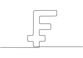 Continuous line drawing of Franc currency symbol vector