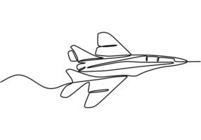modern fighter plane in the air power vehicle one line vector